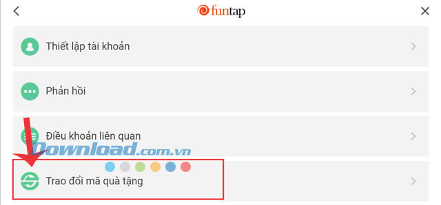 Ấn vào biểu tượng Trao đổi quà tặng