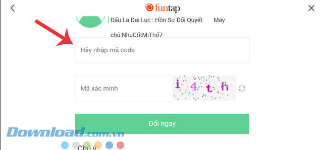 Nhập mã giftcode