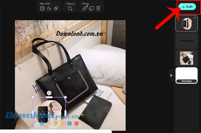 Nhấp chuột vào nút Xuất