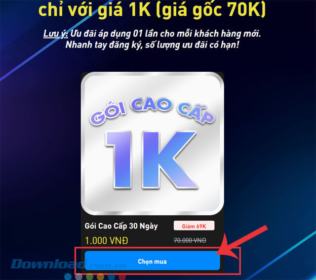 Nhấn vào nút Chọn mua