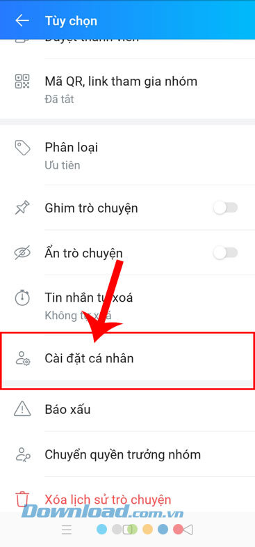 Ấn vào mục Cài đặt cá nhân