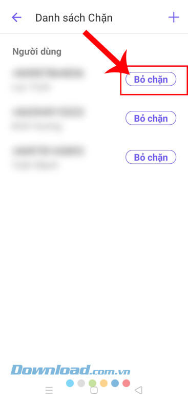 Nhấn vào nút Bỏ chặn