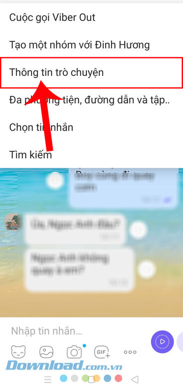 Ấn vào mục Thông tin trò chuyện