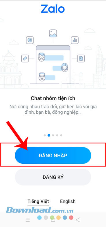 Ấn vào nút Đăng nhập