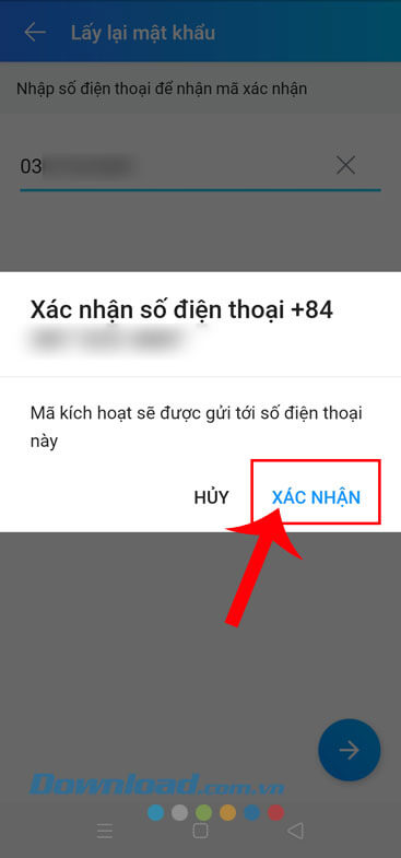 Ấn vào nút Xác nhận