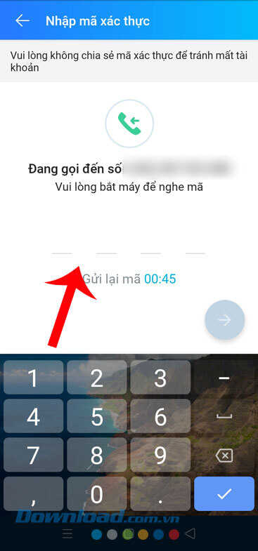 Điền mã xác nhận