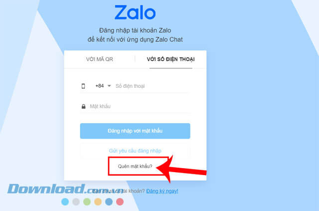 Click chuột vào mục Quên mật khẩu