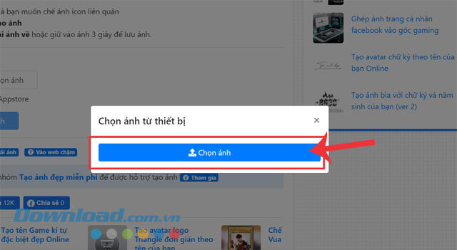Tiếp tục, nhấp chuột vào nút Chọn ảnh