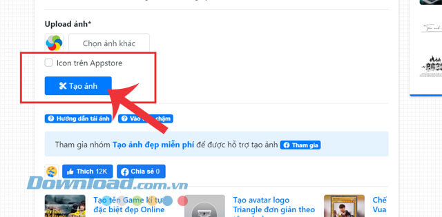 Nhấn vào nút Tạo ảnh
