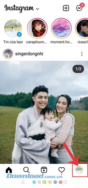 Ấn vào biểu tượng tài khoản