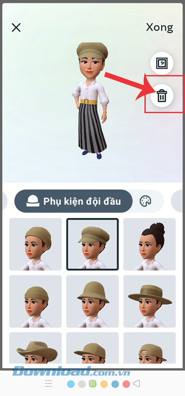 Nhấn vào biểu tượng thùng rác