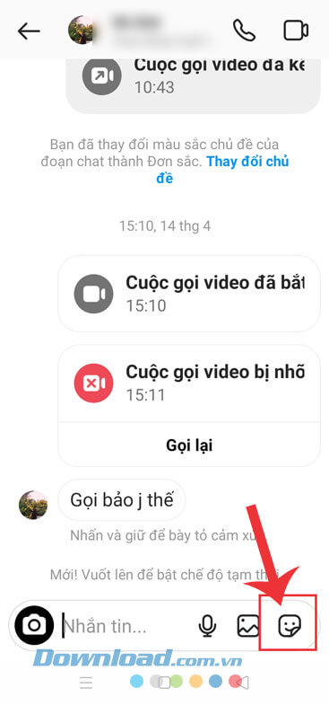 Chạm vào biểu tượng nhãn dán