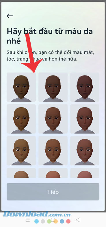 Chọn màu da cho nhân vật