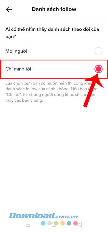 Chọn mục Chỉ mình tôi