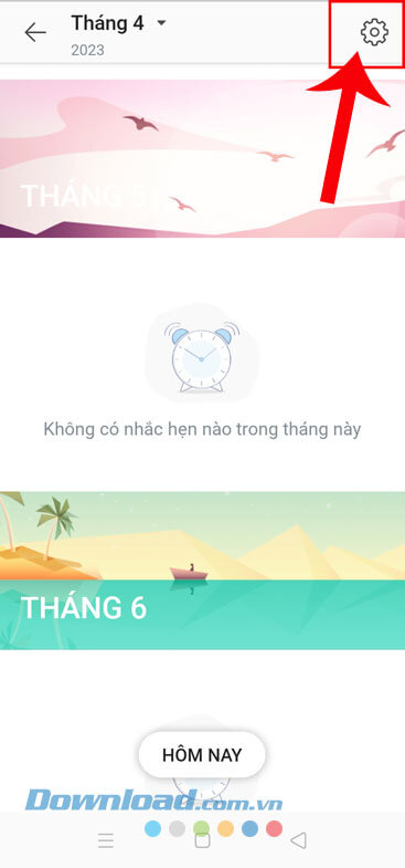 Chạm vào biểu tượng cài đặt 