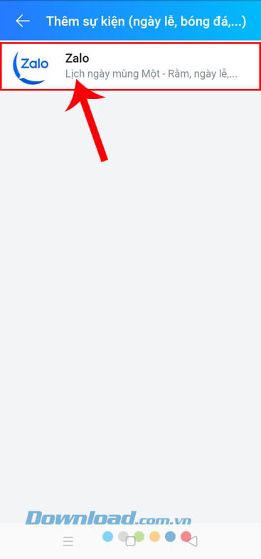 Chạm vào mục Zalo