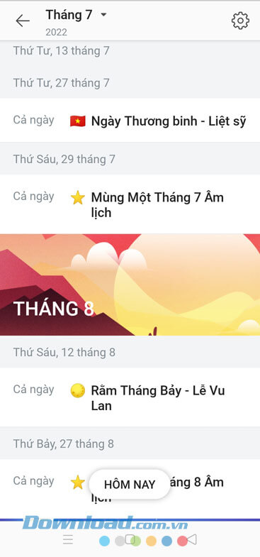 Lịch sự kiện, ngày lễ trên Zalo