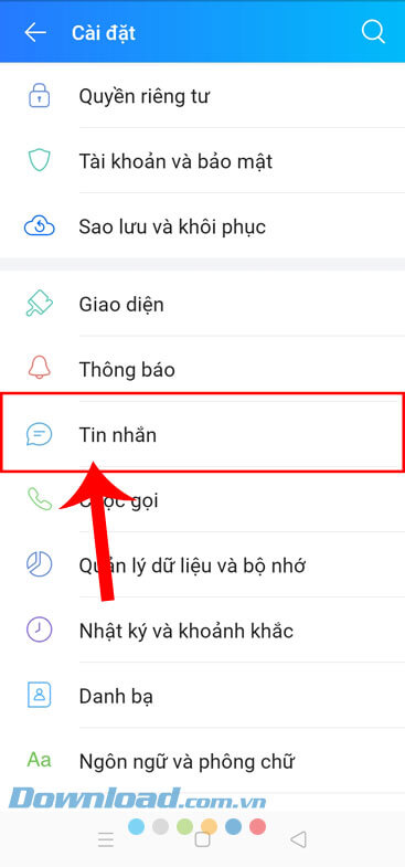 Chạm vào mục Tin nhắn