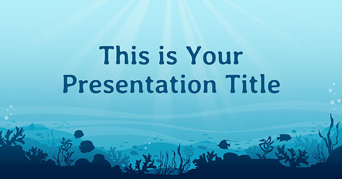 Template PowerPoint Blue Ocean Presentation Slides minh họa thế giới dưới biển