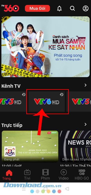 Chạm vào kênh VTV6