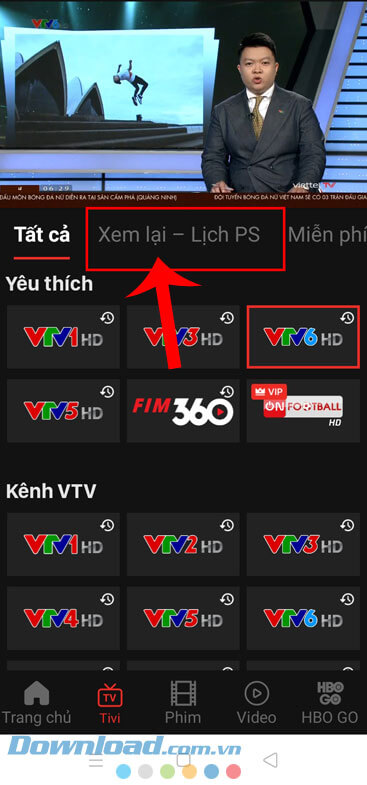Ấn vào mục Xem lại - Lịch PS