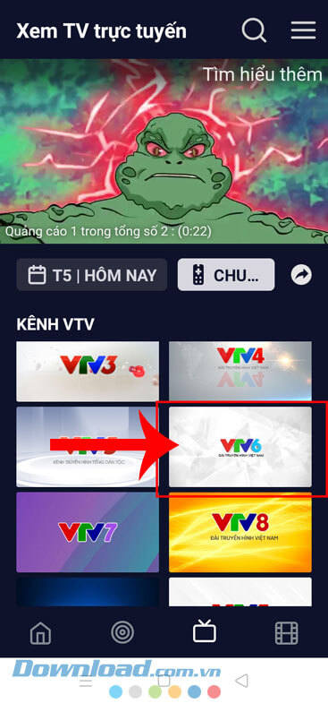 Nhấn vào mục VTV6
