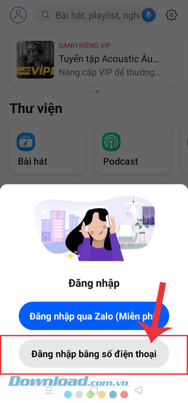 Nhấn vào nút Đăng nhập bằng số điện thoại