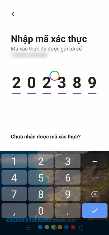 Nhập mã xác thực