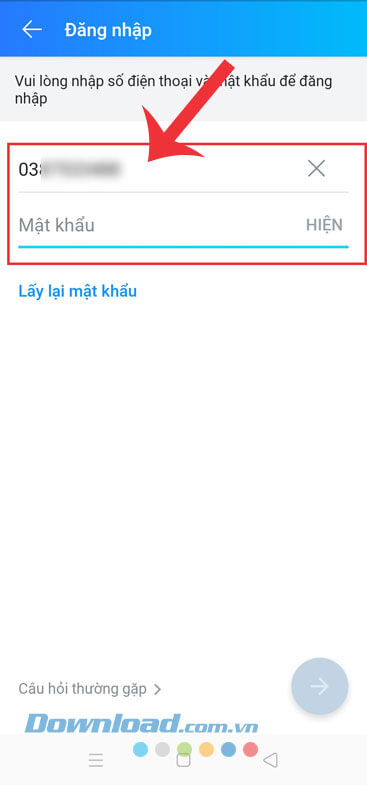 Đăng nhập tài khoản Zalo của mình