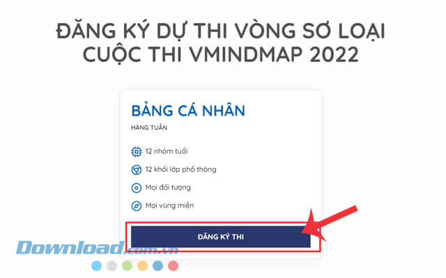 Click chuột vào nút Đăng ký thi