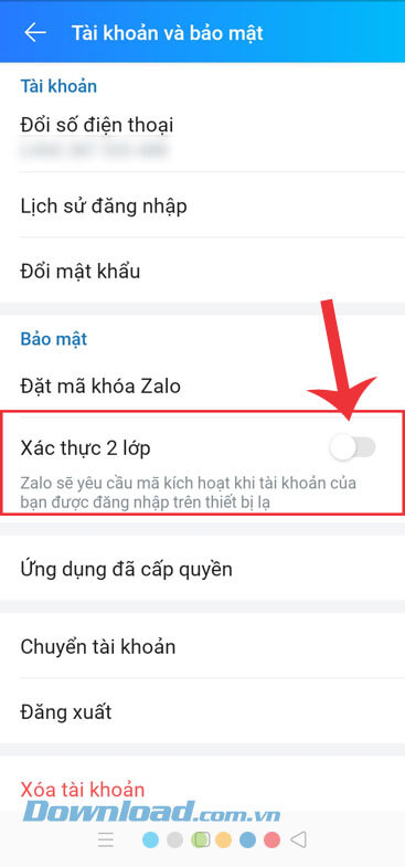Tắt bỏ xác thực 2 lớp