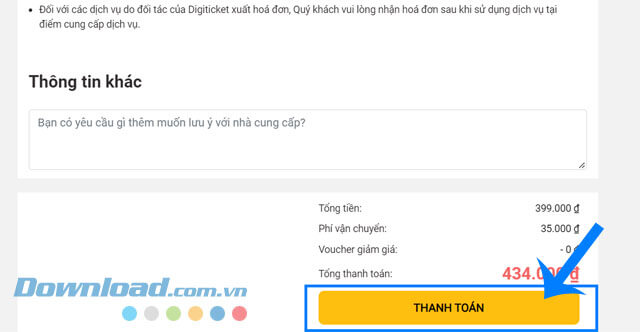 Click chuột vào nút Thanh toán