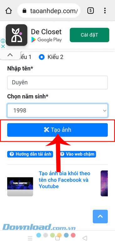 Chạm vào nút Tạo ảnh
