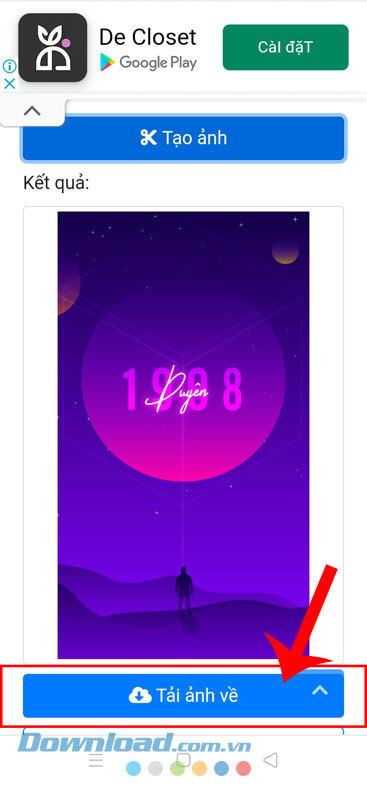 Nhấn vào nút Tải ảnh về