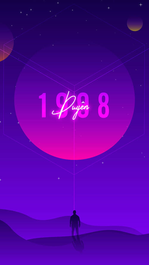 Hình nền điện thoại phong cách Galaxy theo tên và năm sinh