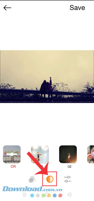 Chọn hiệu ứng màu sắc 