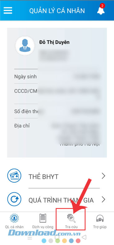 Ấn vào mục Tra cứu