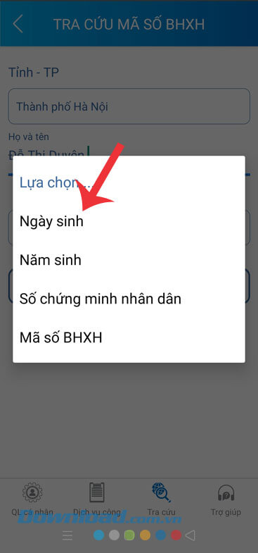 Chọn điều kiện lọc thông tin