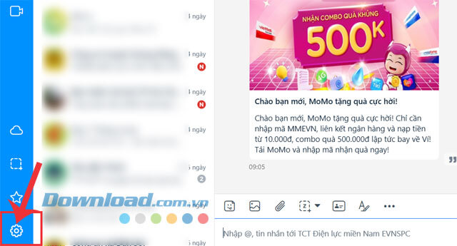 Click chuột vào biểu tượng cài đặt