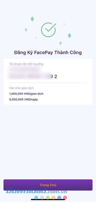 Đăng ký FacePay thành công