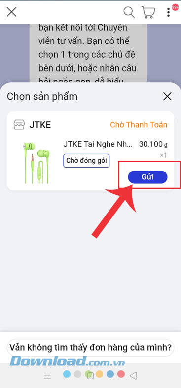 Nhấn vào nút Gửi