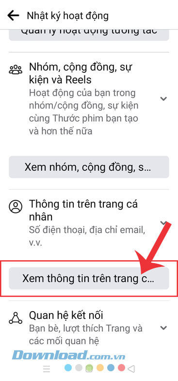 Chjam vào mục Xem thông tin trang cá nhân