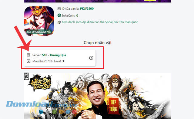 Click chuột vào nhân vật trong game