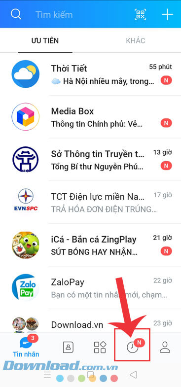 Nhấn vào mục Nhật ký