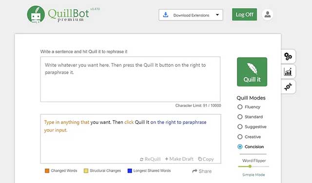 QuillBot đảm bảo bạn có thể sử dụng những từ phù hợp trong bài viết của mình