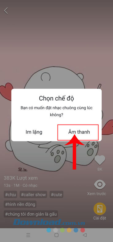 Chạm vào mục Âm thanh