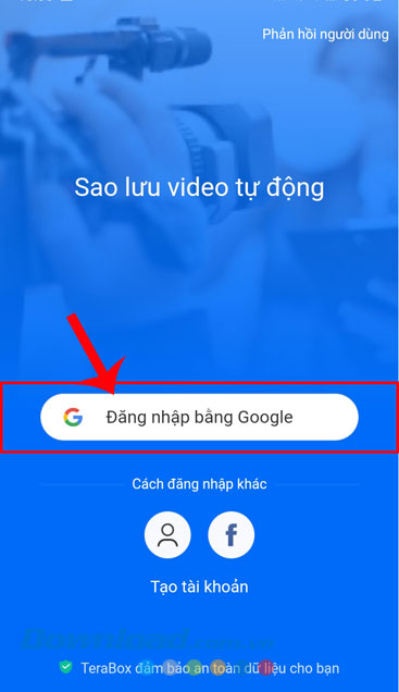 Chạm vào nút Đăng nhập bằng Google 