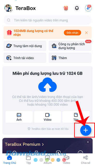 Ấn vào nút biểu tượng dấu "+"