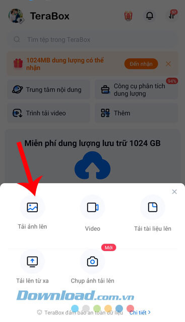 Nhấn và chọn định dạng file
