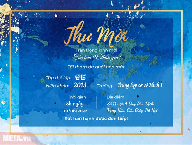 Thiệp mời họp lớp đẹp, ấn tượng